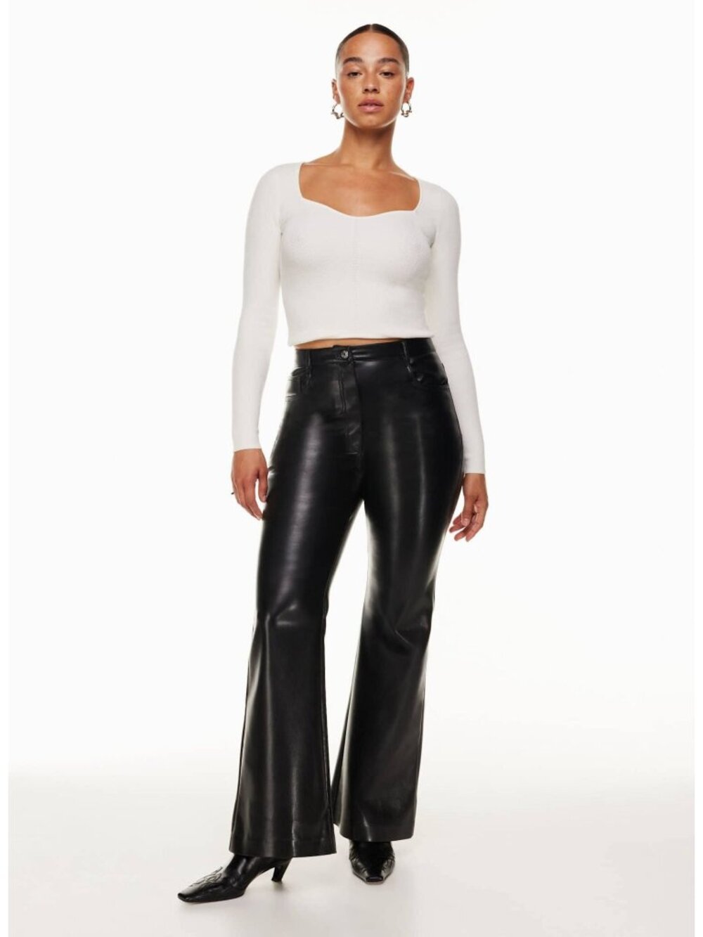 NWT Wilfred- The Melina Flare Pant Black Vegan Leather High-Rise Size 2